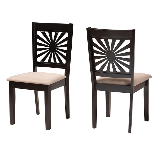Baxton Studio Olympia Modern Beige Fabric and Espresso Brown Finished Wood 2-Piece Dining Chair Set 231-2PC-13180-ZORO - main